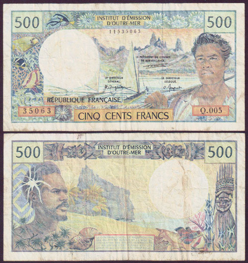 1992 French Pacific Territories 500 Francs (P.1b) L001649